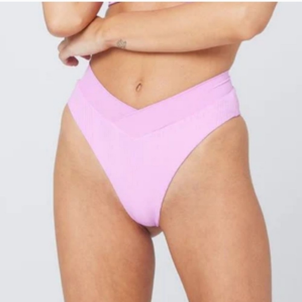 L*space Pointelle Rib Court Bottom Bitsy Bikini Bottoms Rosebud